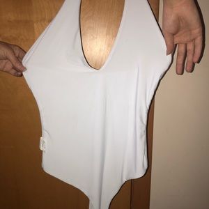 White V Neck bodysuit